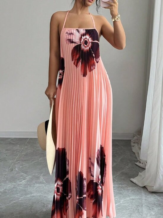 Dresses & Skirts - Multicolor Sexy Loose-Fit Pleated Sleeveless Women's Maxi Dress